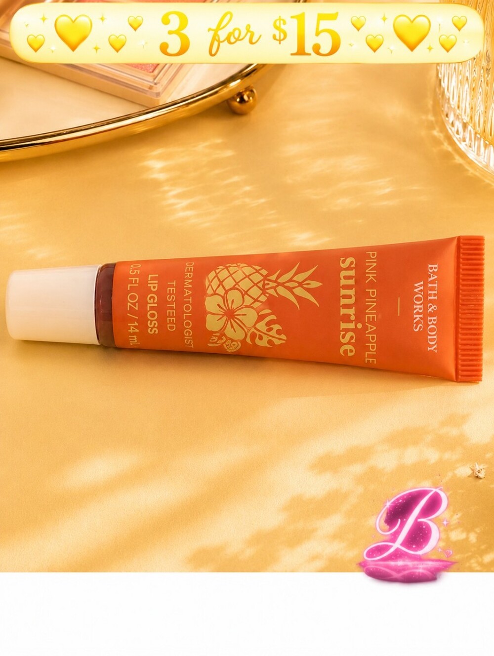 3/$15 Bath & Body Works Pink Pineapple Sunrise Lip Gloss